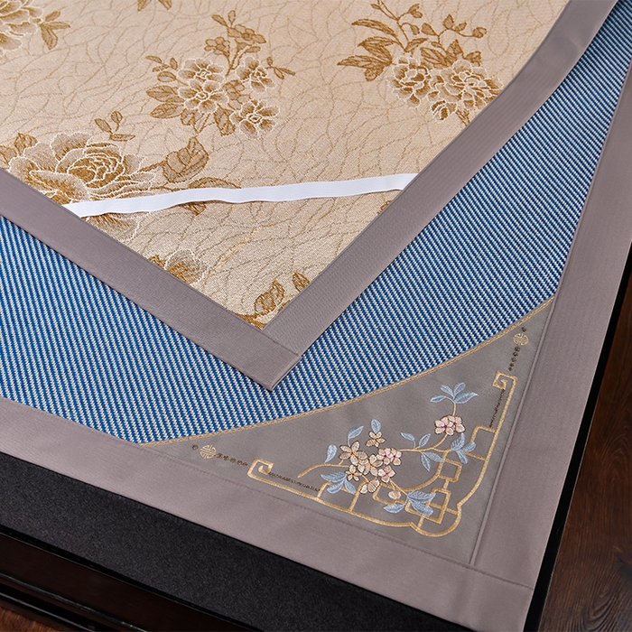 91家纺网 家纺一手货源 找家纺 小牛席业 2026新款对角绣冰藤双面席凉席席子 对角绣花-冰藤双面席海蓝