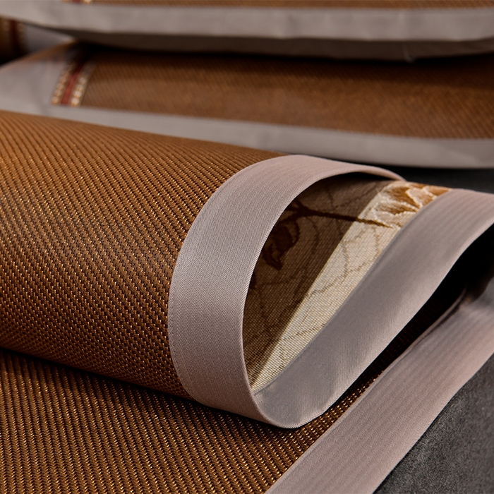 91家纺网 家纺一手货源 找家纺 小牛席业 2026新款对角绣冰藤双面席凉席席子 对角绣花-冰藤双面席黑咖