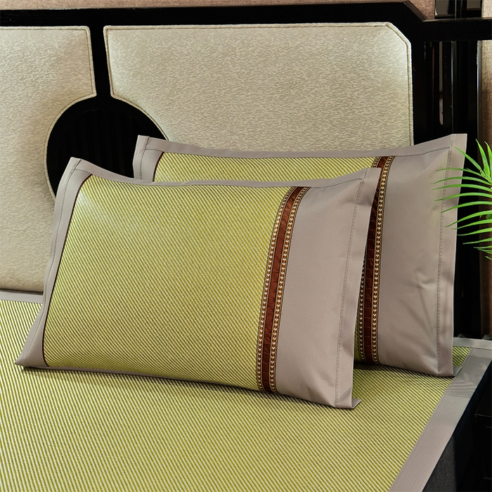 91家纺网 家纺一手货源 找家纺 小牛席业 2026新款对角绣冰藤双面席凉席席子 对角绣花-冰藤双面席青柠