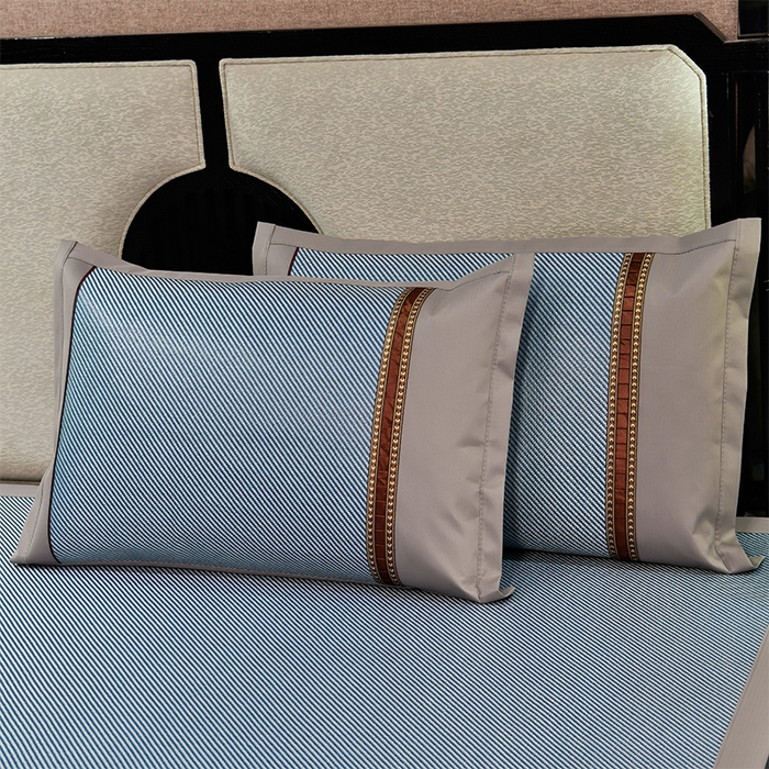 91家纺网 家纺一手货源 找家纺 小牛席业 2026新款对角绣冰藤双面席凉席席子 对角绣花-冰藤双面席海蓝