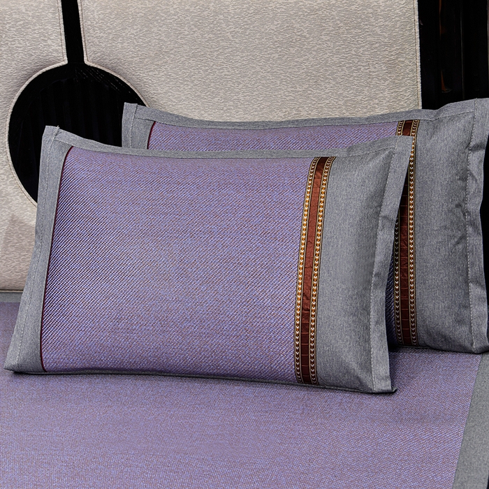 91家纺网 家纺一手货源 找家纺 小牛席业 2026新款对角绣冰藤双面席凉席席子 对角绣花-渐变冰藤紫色