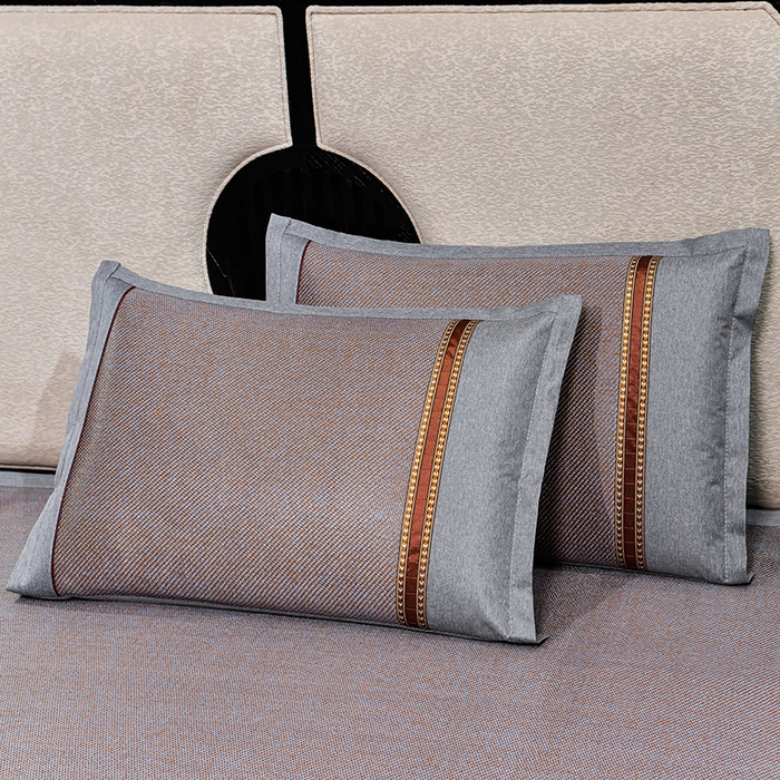 91家纺网 家纺一手货源 找家纺 小牛席业 2026新款对角绣冰藤双面席凉席席子 对角绣花-渐变冰藤咖色