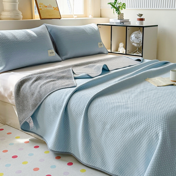 91家纺网 家纺一手货源 找家纺 （总）恋佳居 2026新款简约A类云涧冰格凉感丝竹纤维夏凉毯毯子午睡毯