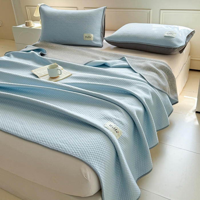 91家纺网 家纺一手货源 找家纺 （总）恋佳居 2026新款简约A类云涧冰格凉感丝竹纤维夏凉毯毯子午睡毯