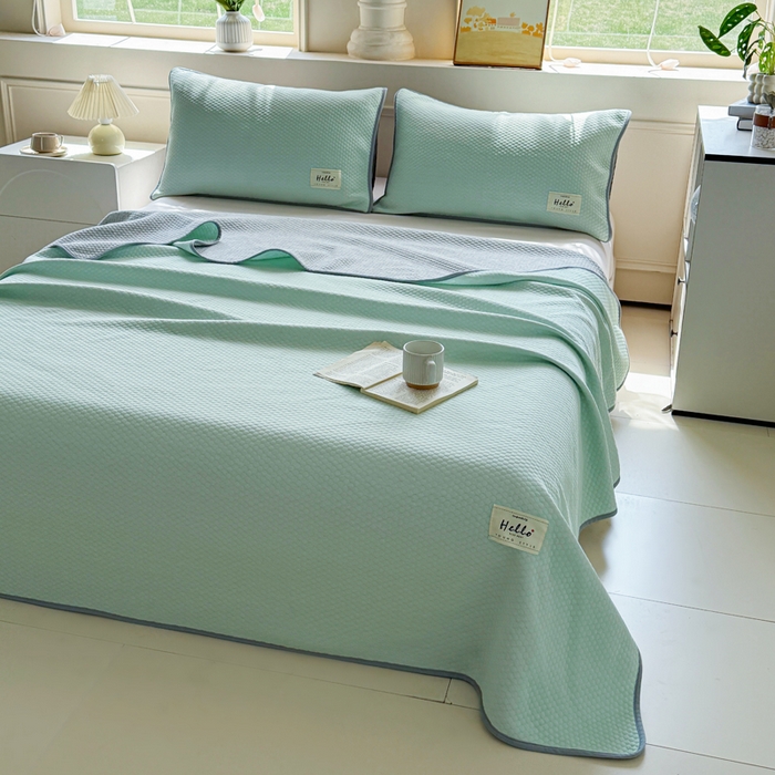 91家纺网 家纺一手货源 找家纺 恋佳居 2026新款简约A类云涧冰格凉感丝竹纤维夏凉毯毯子午睡毯 云涧冰格-竹雾绿