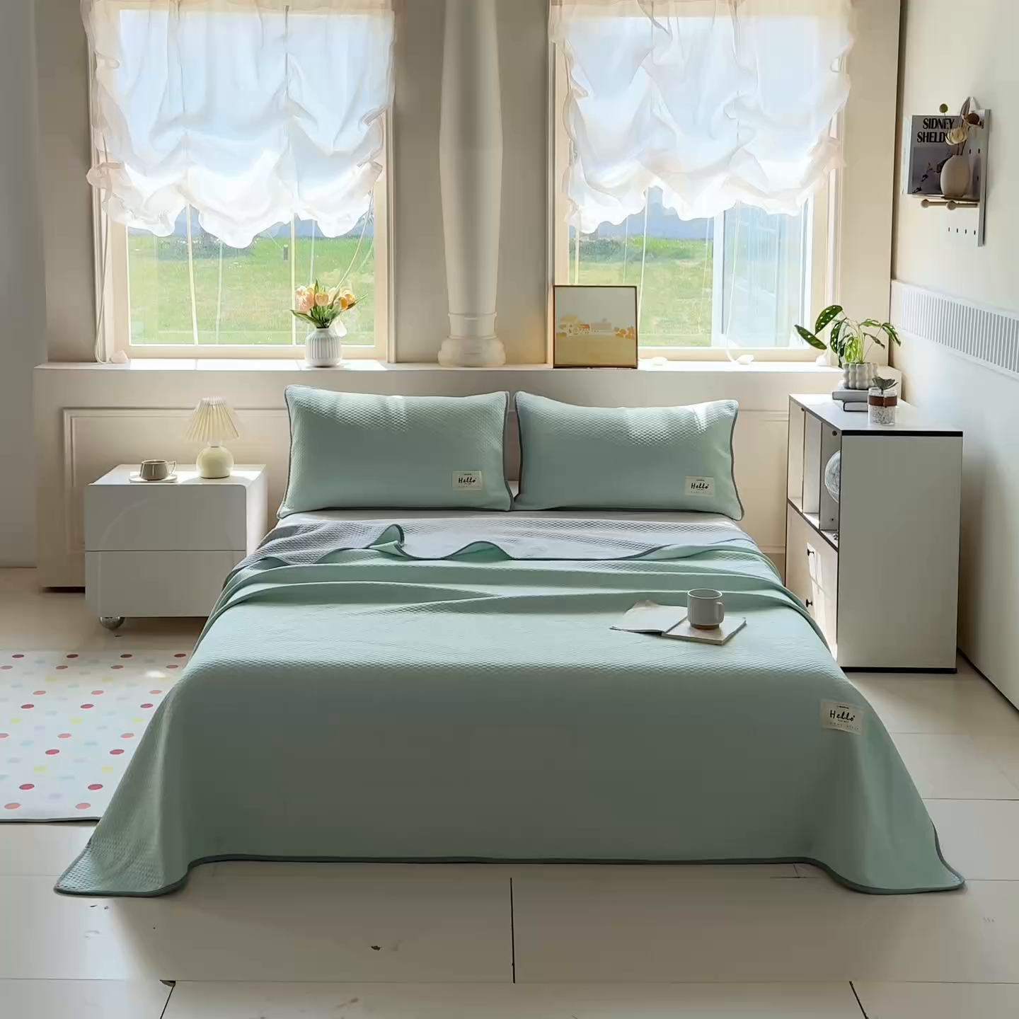 91家纺网 家纺一手货源 找家纺 恋佳居 2026新款简约A类云涧冰格凉感丝竹纤维夏凉毯毯子午睡毯 云涧冰格-竹雾绿