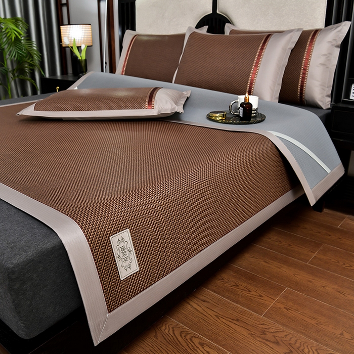 91家纺网 家纺一手货源 找家纺 （总）小牛席业 2026新款加厚古藤席经典皮革标凉席席子