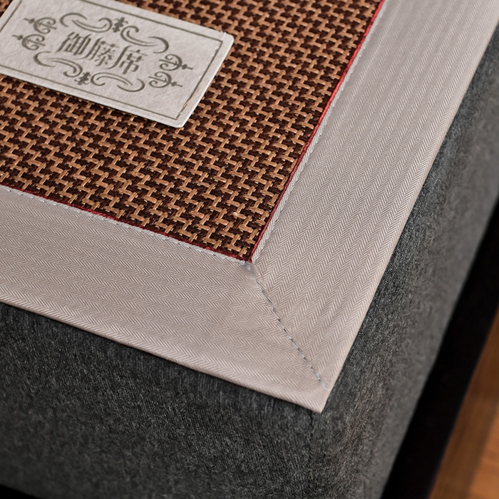 91家纺网 家纺一手货源 找家纺 小牛席业 2026新款加厚古藤席经典皮革标凉席席子 加厚古藤席-经典皮革标（咖啡）