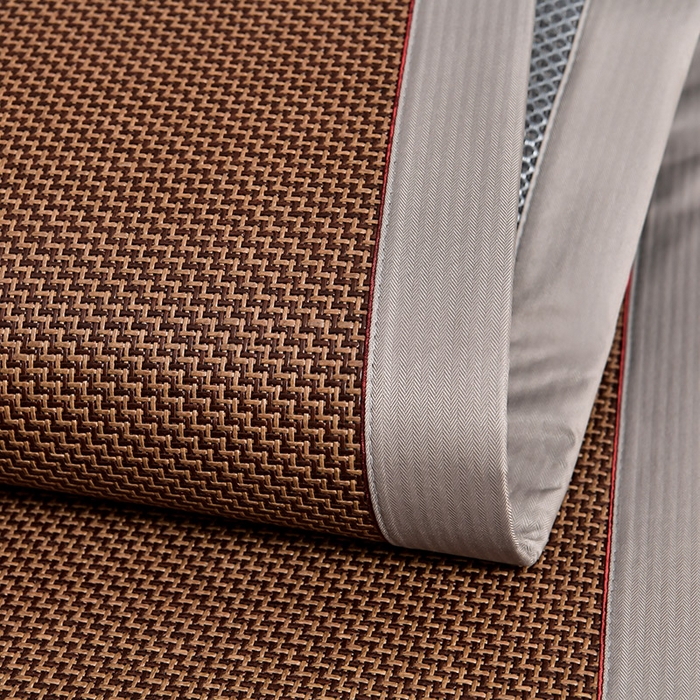 91家纺网 家纺一手货源 找家纺 小牛席业 2026新款加厚古藤席经典皮革标凉席席子 加厚古藤席-经典皮革标（咖啡）