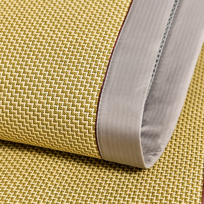 91家纺网 家纺一手货源 找家纺 小牛席业 2026新款加厚古藤席经典皮革标凉席席子 加厚藤席-经典皮革标（古黄）