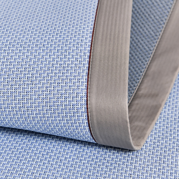 91家纺网 家纺一手货源 找家纺 小牛席业 2026新款加厚古藤席经典皮革标凉席席子 加厚古藤席-经典皮革标（浅蓝）