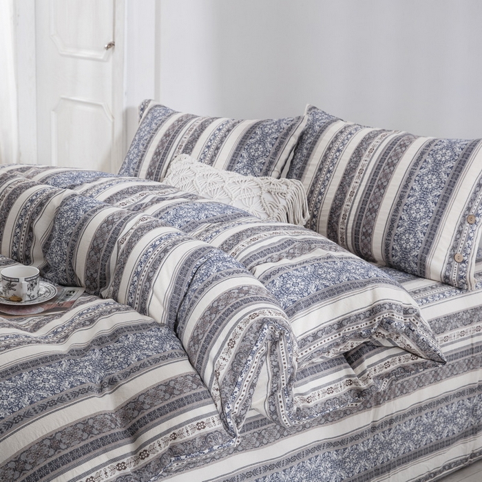 91家纺网 家纺一手货源 找家纺 双层纱家居 2026新款小清新双层纱四件套 波西米亚