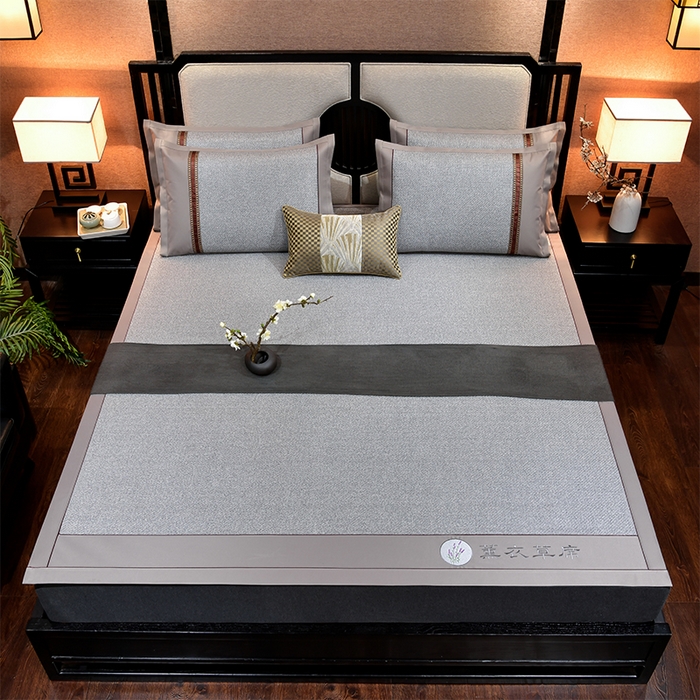 91家纺网 家纺一手货源 找家纺 小牛席业 2026新款加厚款经典藤席面薰衣草清香席凉席席子 薰衣草清香席-灰色