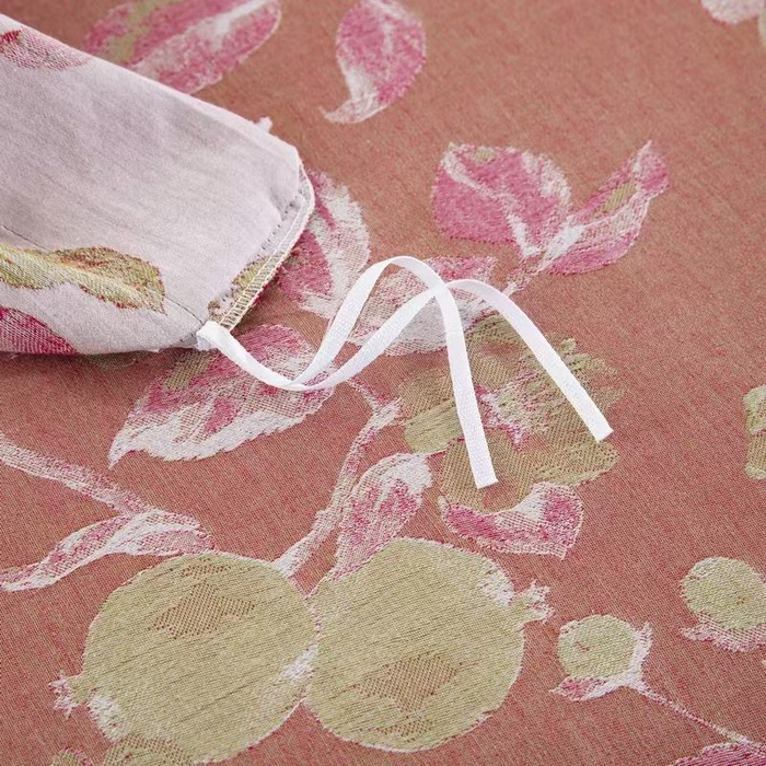 91家纺网 家纺一手货源 找家纺 双层纱家居 2026新款小清新双层纱四件套 红石榴