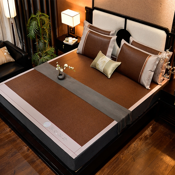 91家纺网 家纺一手货源 找家纺 小牛席业 2026新款加厚款经典藤席面薰衣草清香席凉席席子 薰衣草清香席-黑咖