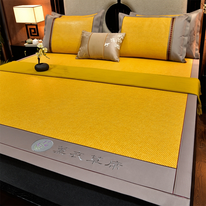 91家纺网 家纺一手货源 找家纺 小牛席业 2026新款加厚款经典藤席面薰衣草清香席凉席席子 薰衣草清香席-黄藤