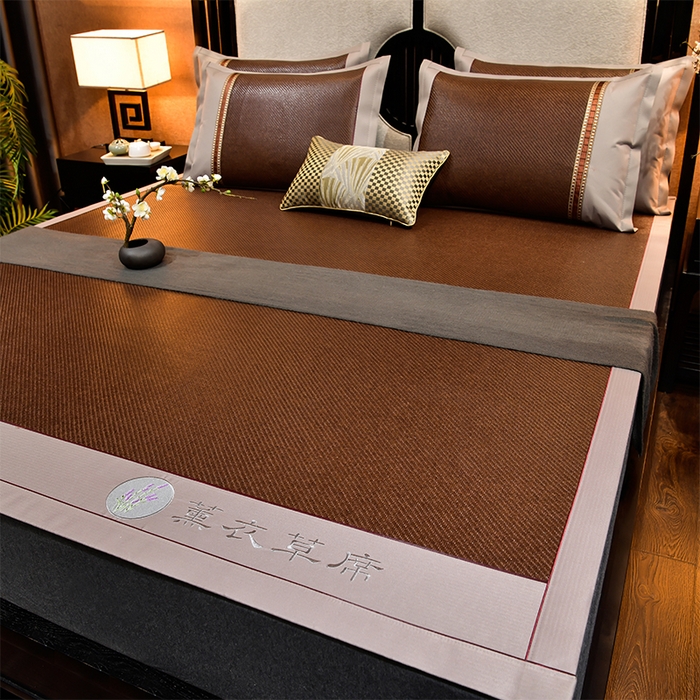 91家纺网 家纺一手货源 找家纺 小牛席业 2026新款加厚款经典藤席面薰衣草清香席凉席席子 薰衣草清香席-黑咖