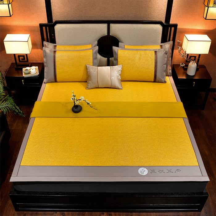 91家纺网 家纺一手货源 找家纺 小牛席业 2026新款加厚款经典藤席面薰衣草清香席凉席席子 薰衣草清香席-黄藤