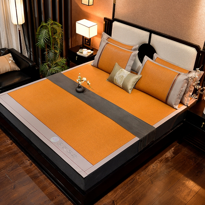 91家纺网 家纺一手货源 找家纺 小牛席业 2026新款加厚款经典藤席面薰衣草清香席凉席席子 薰衣草清香席-红棕