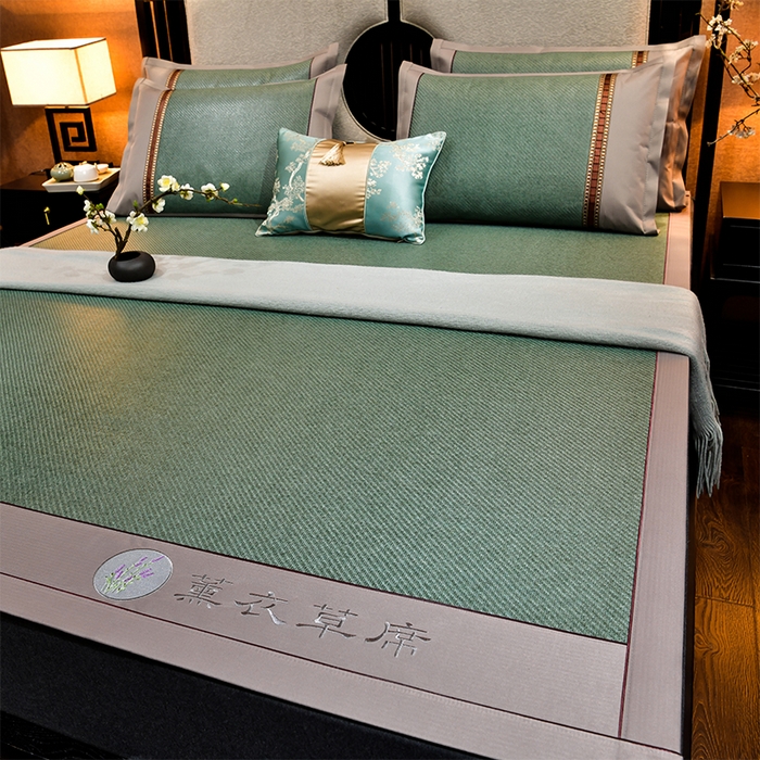 91家纺网 家纺一手货源 找家纺 小牛席业 2026新款加厚款经典藤席面薰衣草清香席凉席席子 薰衣草清香席-墨绿