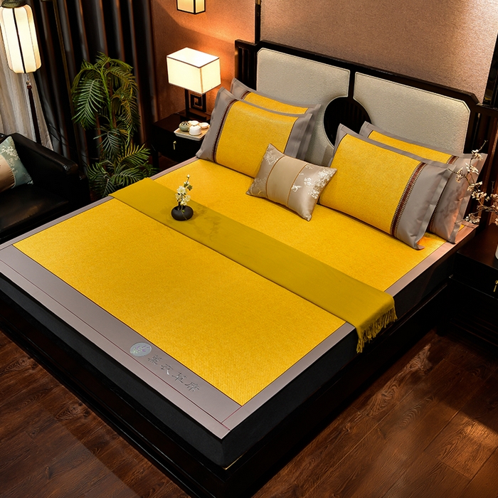 91家纺网 家纺一手货源 找家纺 小牛席业 2026新款加厚款经典藤席面薰衣草清香席凉席席子 薰衣草清香席-黄藤