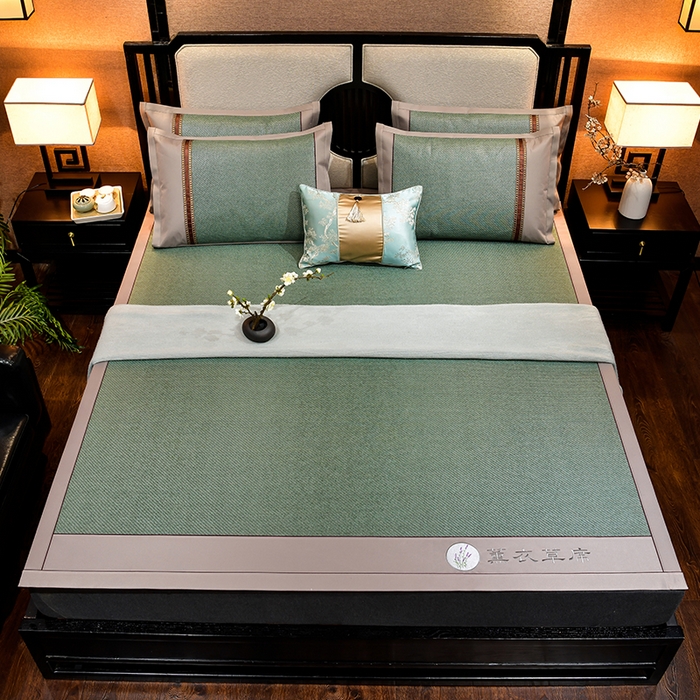 91家纺网 家纺一手货源 找家纺 小牛席业 2026新款加厚款经典藤席面薰衣草清香席凉席席子 薰衣草清香席-墨绿