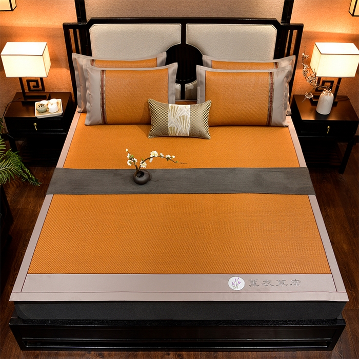 91家纺网 家纺一手货源 找家纺 小牛席业 2026新款加厚款经典藤席面薰衣草清香席凉席席子 薰衣草清香席-红棕