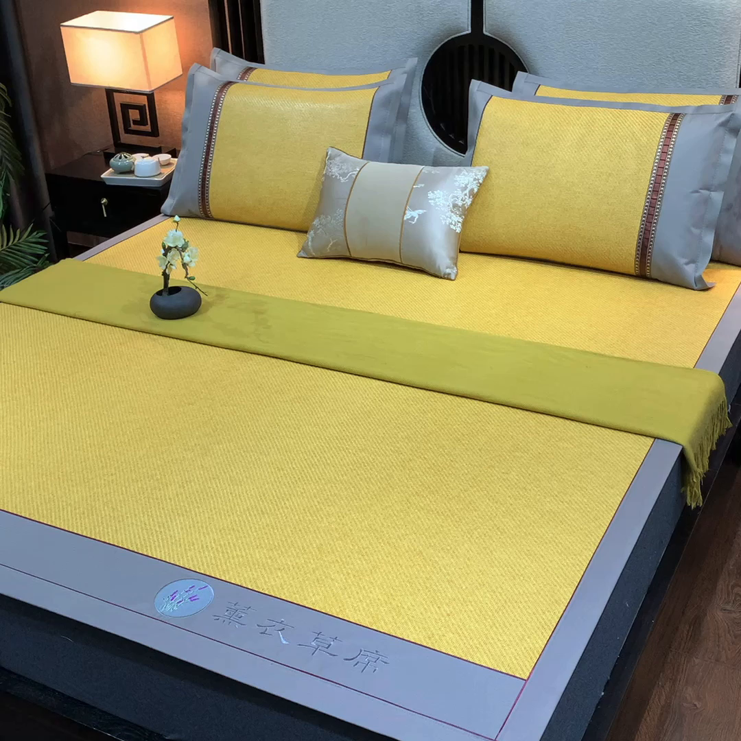 91家纺网 家纺一手货源 找家纺 小牛席业 2026新款加厚款经典藤席面薰衣草清香席凉席席子 薰衣草清香席-黄藤