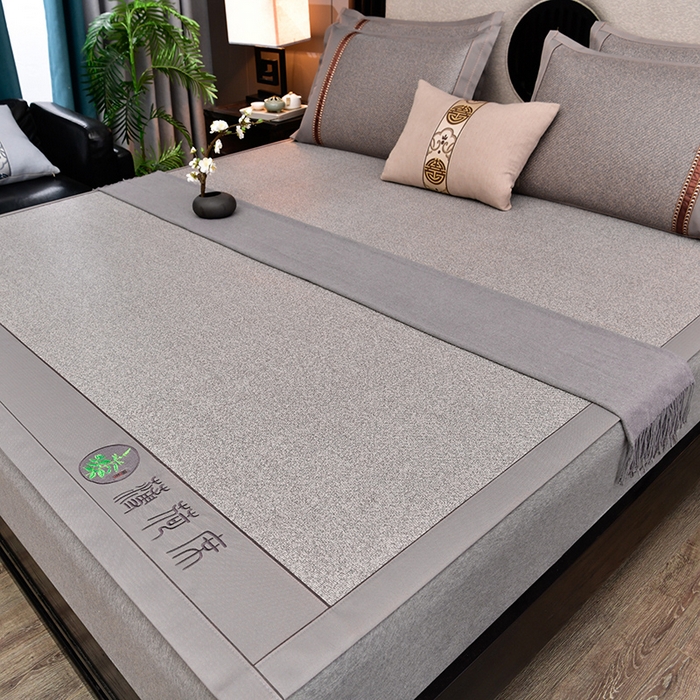 91家纺网 家纺一手货源 找家纺 小牛席业 2026新款纯藤席面经典款薄荷清香双面席凉席席子 薄荷清香席-灰色