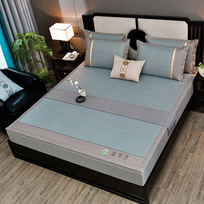 91家纺网 家纺一手货源 找家纺 小牛席业 2026新款纯藤席面经典款薄荷清香双面席凉席席子 薄荷清香席-冰蓝