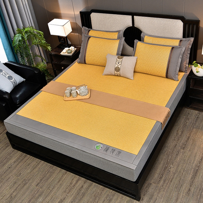 91家纺网 家纺一手货源 找家纺 小牛席业 2026新款纯藤席面经典款薄荷清香双面席凉席席子 薄荷清香席-黄藤