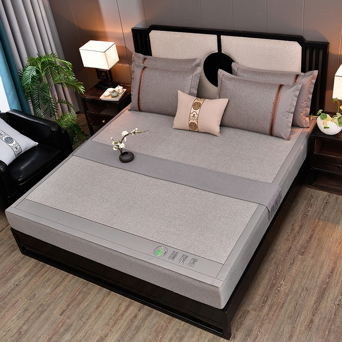 91家纺网 家纺一手货源 找家纺 小牛席业 2026新款纯藤席面经典款薄荷清香双面席凉席席子 薄荷清香席-灰色