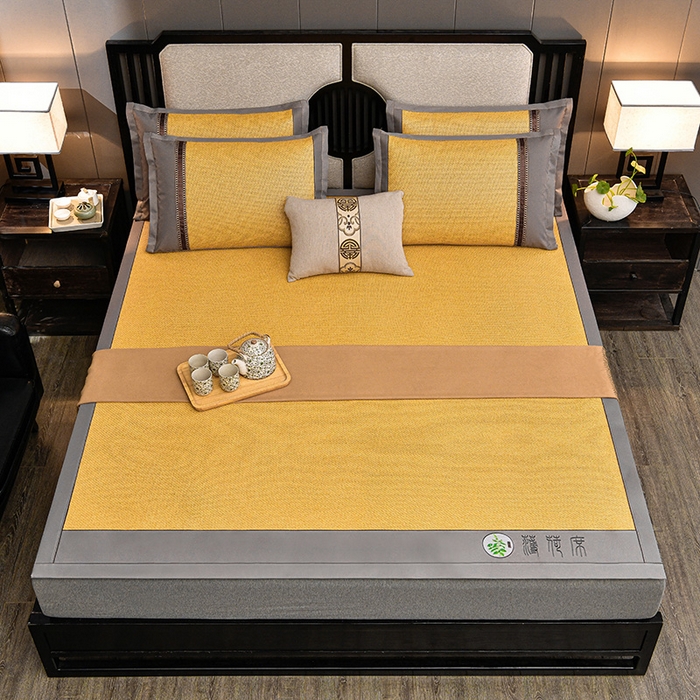 91家纺网 家纺一手货源 找家纺 小牛席业 2026新款纯藤席面经典款薄荷清香双面席凉席席子 薄荷清香席-黄藤