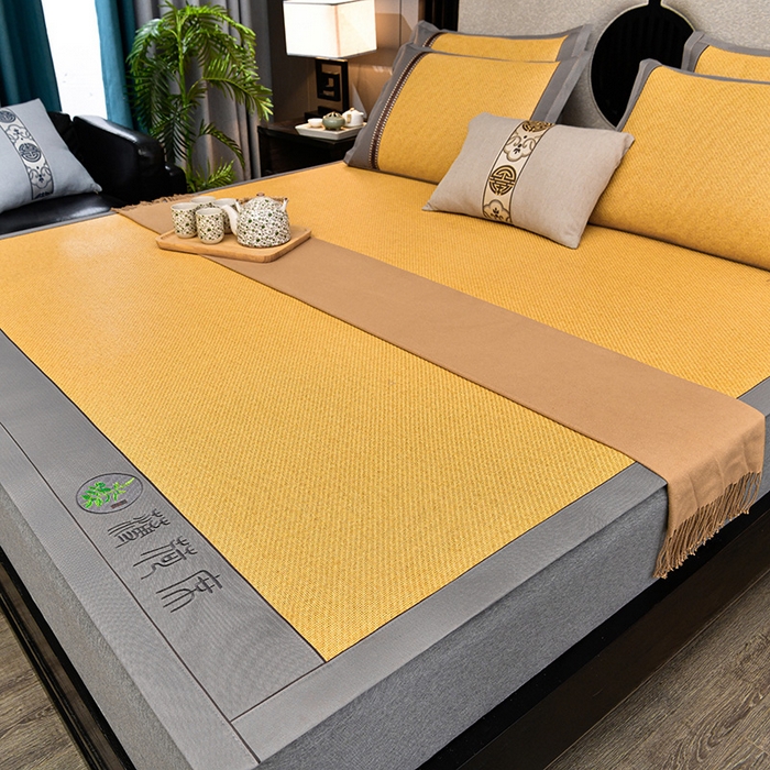 91家纺网 家纺一手货源 找家纺 小牛席业 2026新款纯藤席面经典款薄荷清香双面席凉席席子 薄荷清香席-黄藤