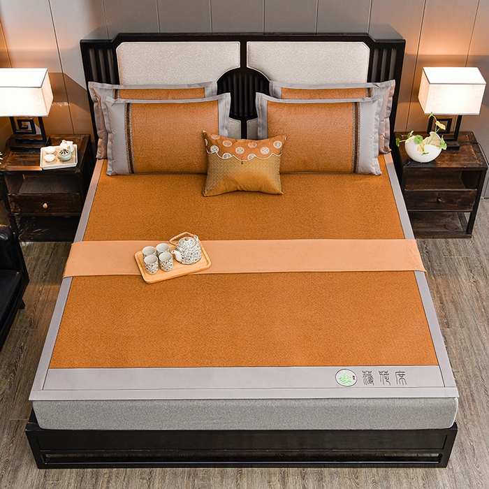 91家纺网 家纺一手货源 找家纺 小牛席业 2026新款纯藤席面经典款薄荷清香双面席凉席席子 薄荷清香席-红棕