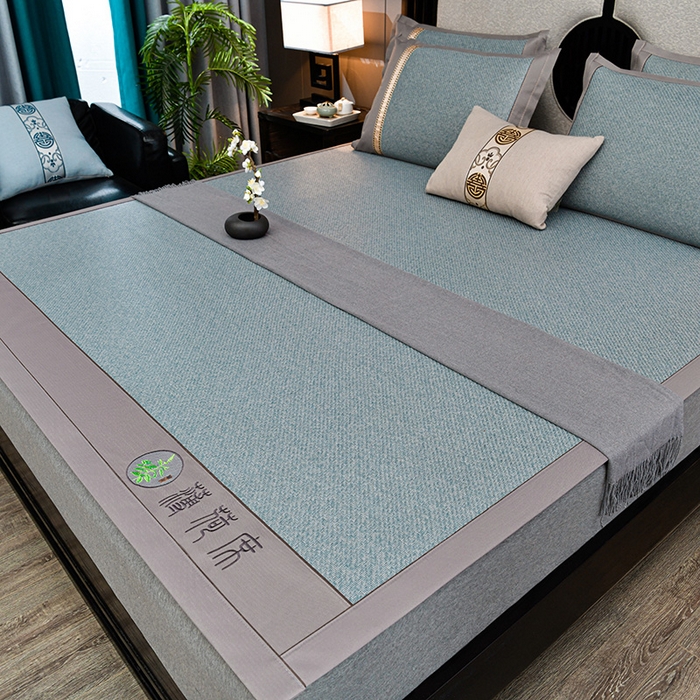 91家纺网 家纺一手货源 找家纺 小牛席业 2026新款纯藤席面经典款薄荷清香双面席凉席席子 薄荷清香席-冰蓝