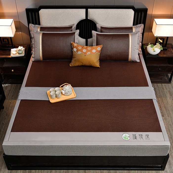 91家纺网 家纺一手货源 找家纺 小牛席业 2026新款纯藤席面经典款薄荷清香双面席凉席席子 薄荷清香席-黑咖