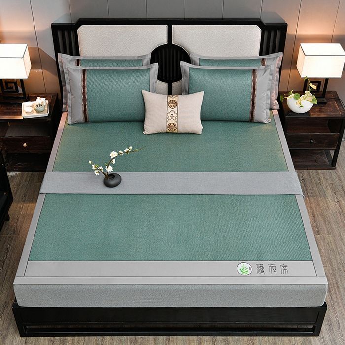 91家纺网 家纺一手货源 找家纺 小牛席业 2026新款纯藤席面经典款薄荷清香双面席凉席席子 薄荷清香席-墨绿