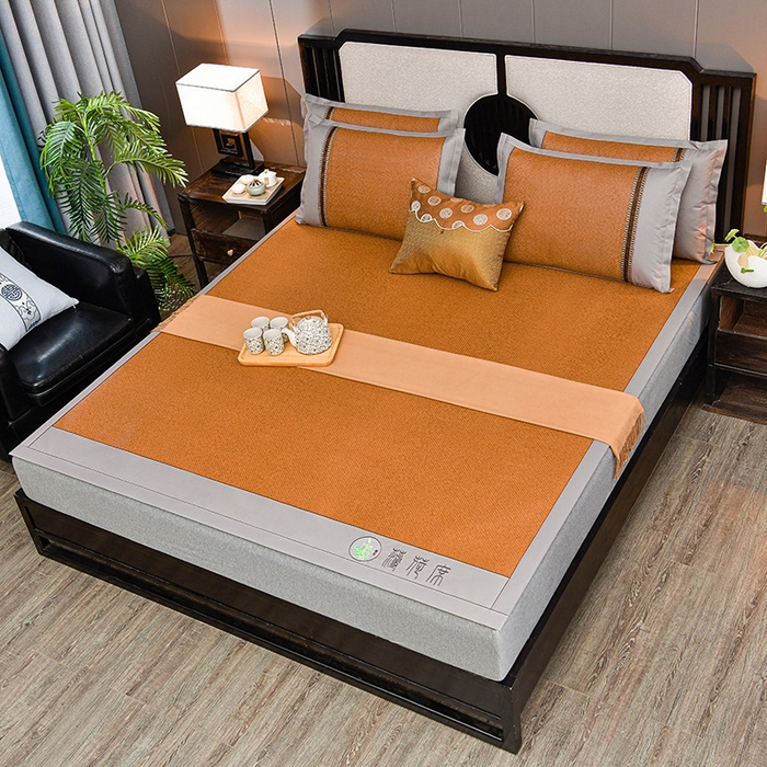 91家纺网 家纺一手货源 找家纺 小牛席业 2026新款纯藤席面经典款薄荷清香双面席凉席席子 薄荷清香席-红棕