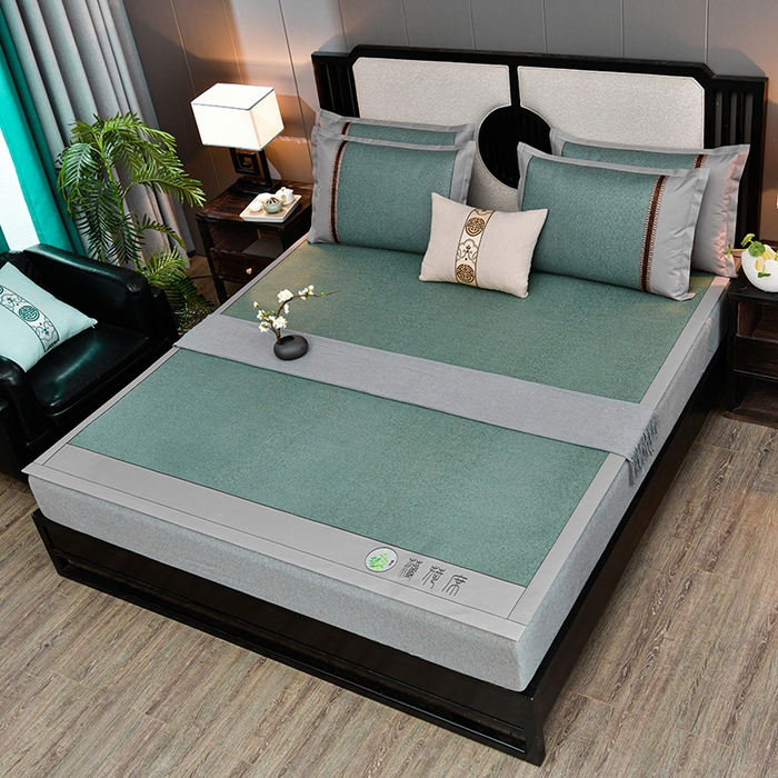 91家纺网 家纺一手货源 找家纺 小牛席业 2026新款纯藤席面经典款薄荷清香双面席凉席席子 薄荷清香席-墨绿