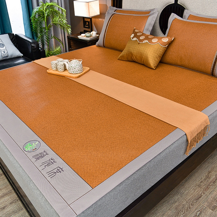 91家纺网 家纺一手货源 找家纺 小牛席业 2026新款纯藤席面经典款薄荷清香双面席凉席席子 薄荷清香席-红棕