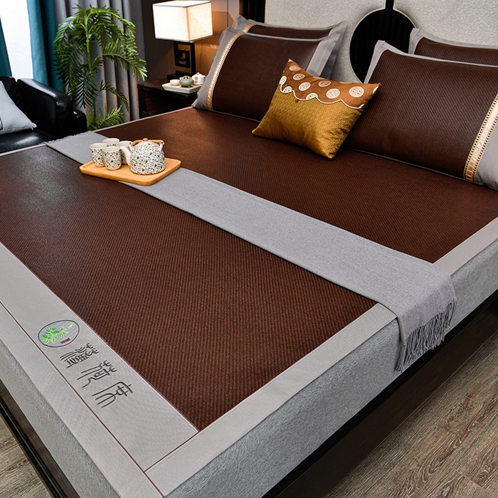 91家纺网 家纺一手货源 找家纺 小牛席业 2026新款纯藤席面经典款薄荷清香双面席凉席席子 薄荷清香席-黑咖