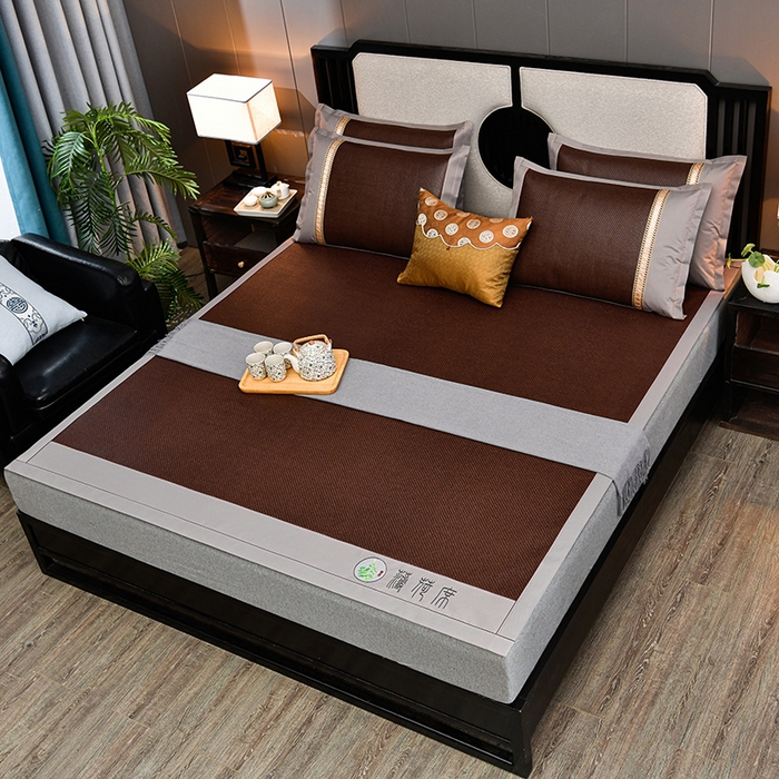 91家纺网 家纺一手货源 找家纺 小牛席业 2026新款纯藤席面经典款薄荷清香双面席凉席席子 薄荷清香席-黑咖