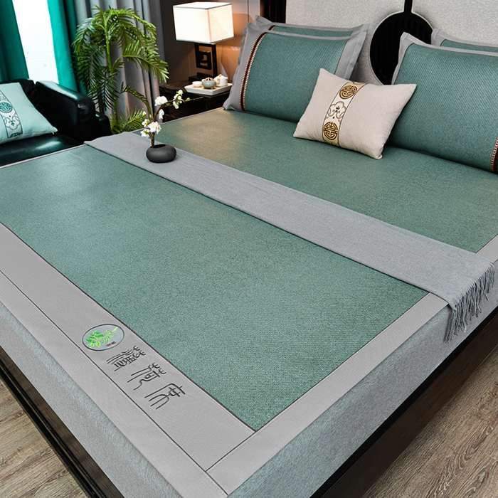 91家纺网 家纺一手货源 找家纺 小牛席业 2026新款纯藤席面经典款薄荷清香双面席凉席席子 薄荷清香席-墨绿