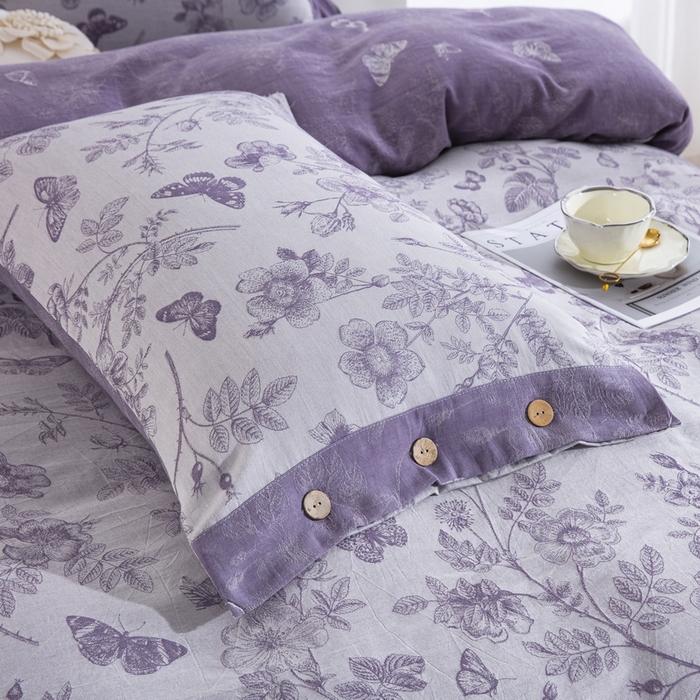 91家纺网 家纺一手货源 找家纺 双层纱家居 2026新款小清新双层纱四件套 梦蝶