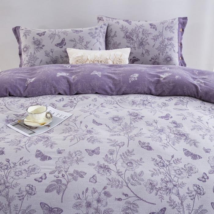 91家纺网 家纺一手货源 找家纺 双层纱家居 2026新款小清新双层纱四件套 梦蝶