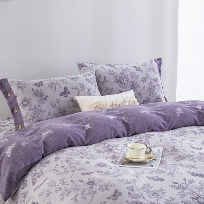 91家纺网 家纺一手货源 找家纺 双层纱家居 2026新款小清新双层纱四件套 梦蝶