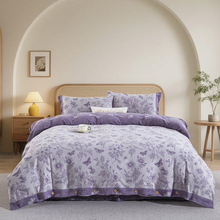 双层纱家居 2026新款小清新双层纱四件套 梦蝶