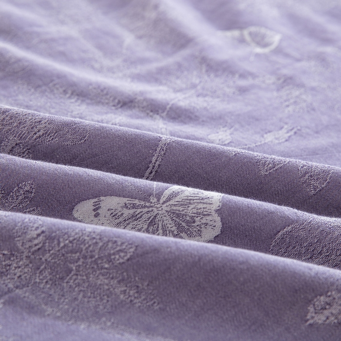 91家纺网 家纺一手货源 找家纺 双层纱家居 2026新款小清新双层纱四件套 梦蝶紫