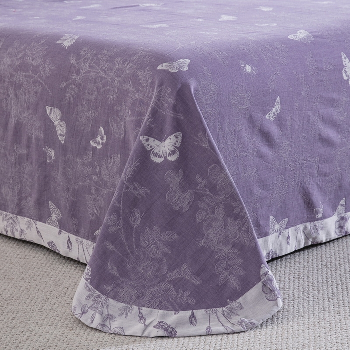 91家纺网 家纺一手货源 找家纺 双层纱家居 2026新款小清新双层纱四件套 梦蝶紫